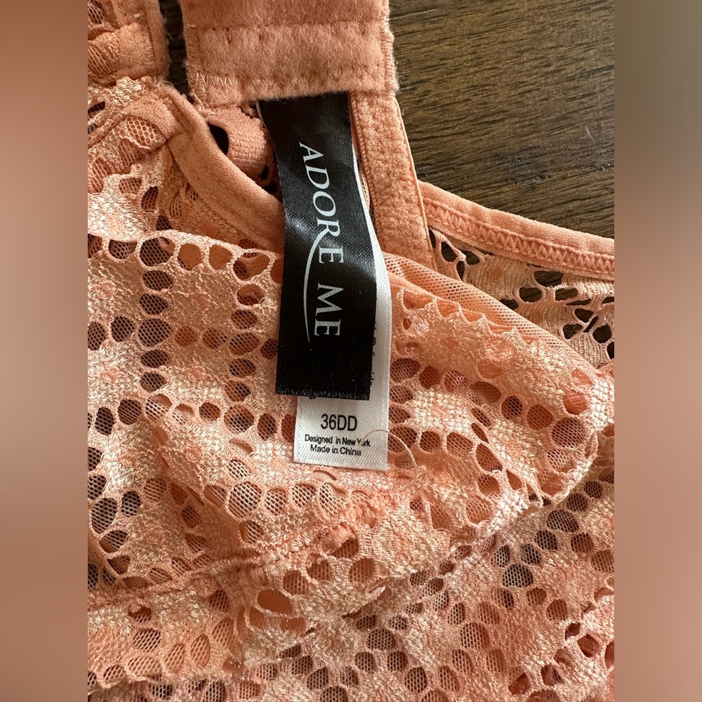 Adore Me Peach Lace Bralette and Panty Set in Peach-size Large - Picture 4 of 5